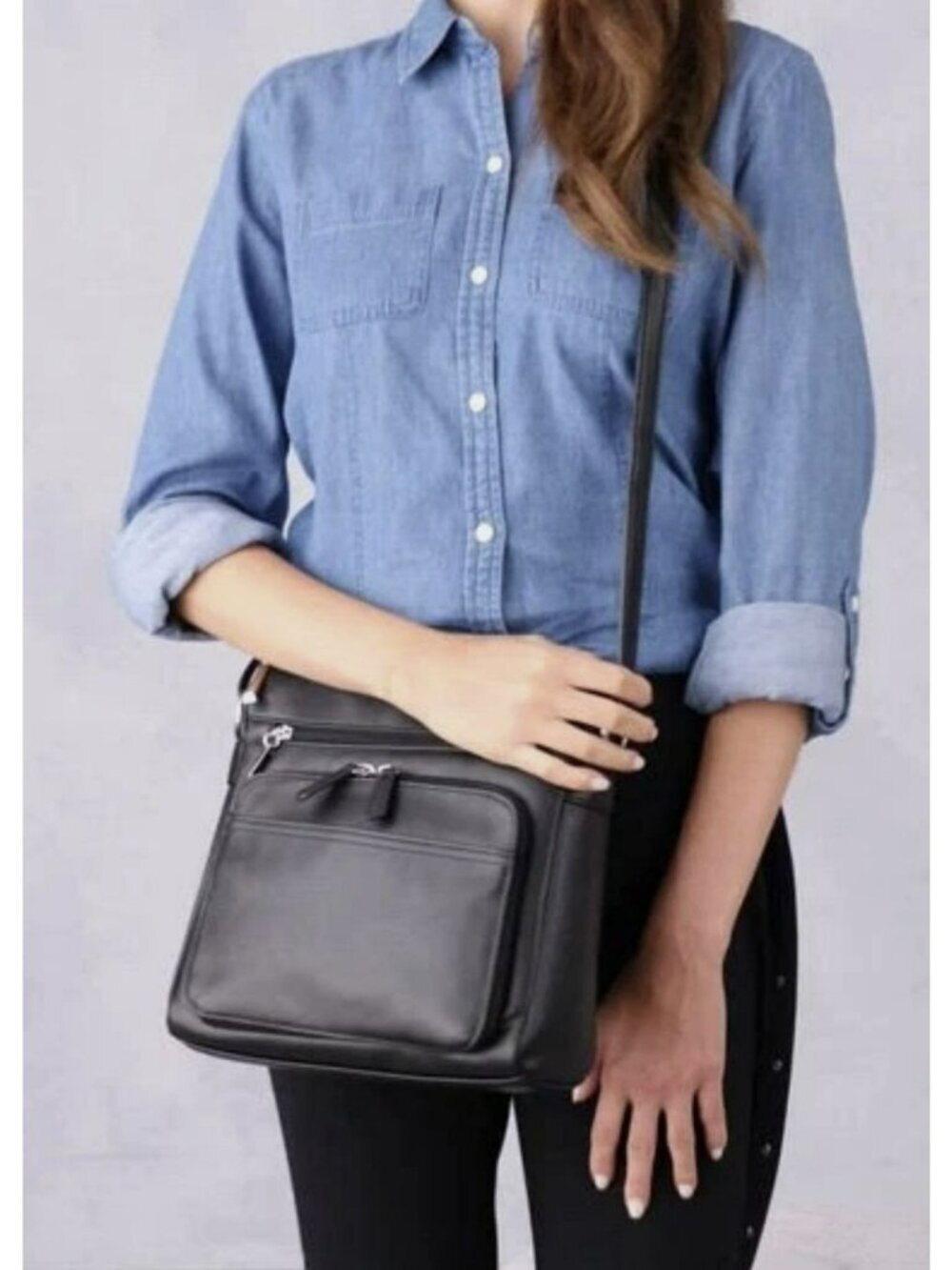 Giani Bernini $129 Black Nappa Leather Crossbody Bag New